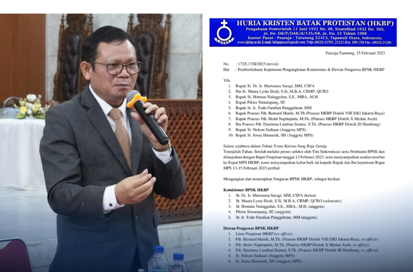  Pengurus BPSK HKBP Diangkat, Praeses DKI Jakarta Menjadi Dewan Pengawas